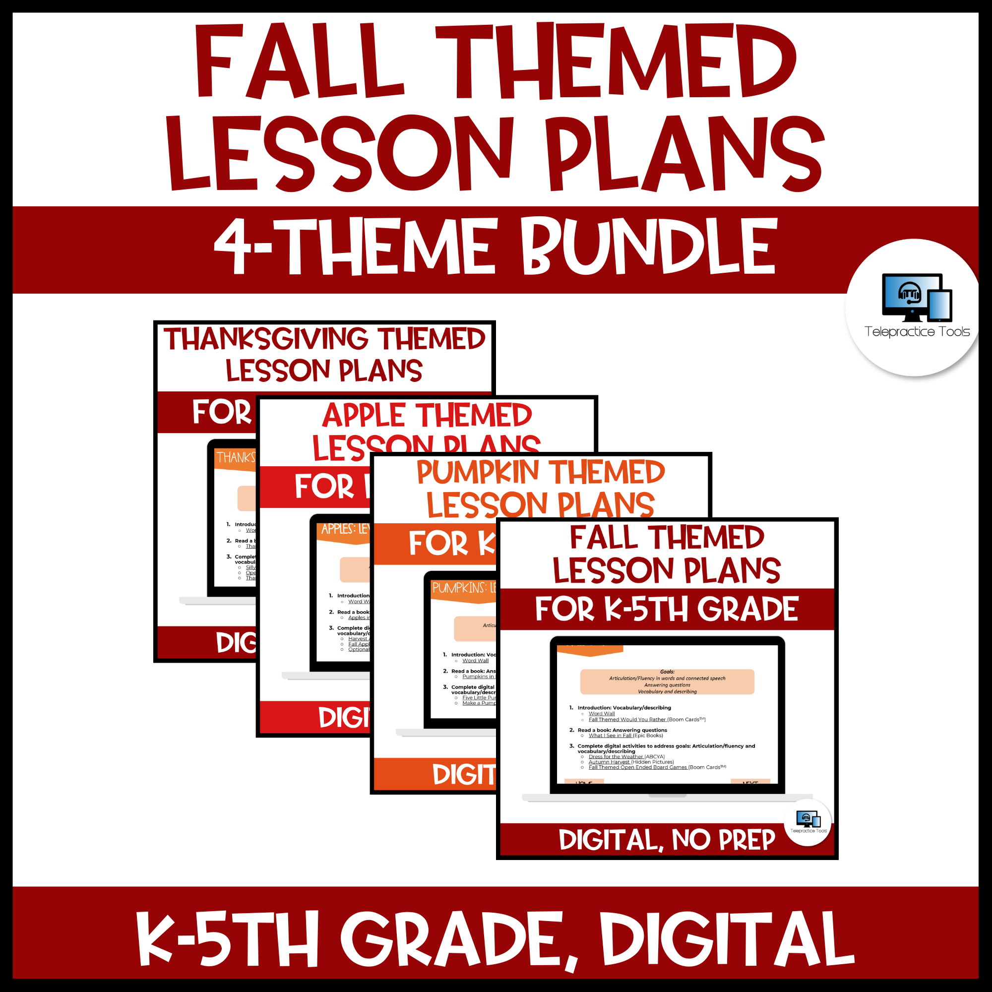 FALL Themed Lesson Plans for Speech Therapy: Elementary (K-5th