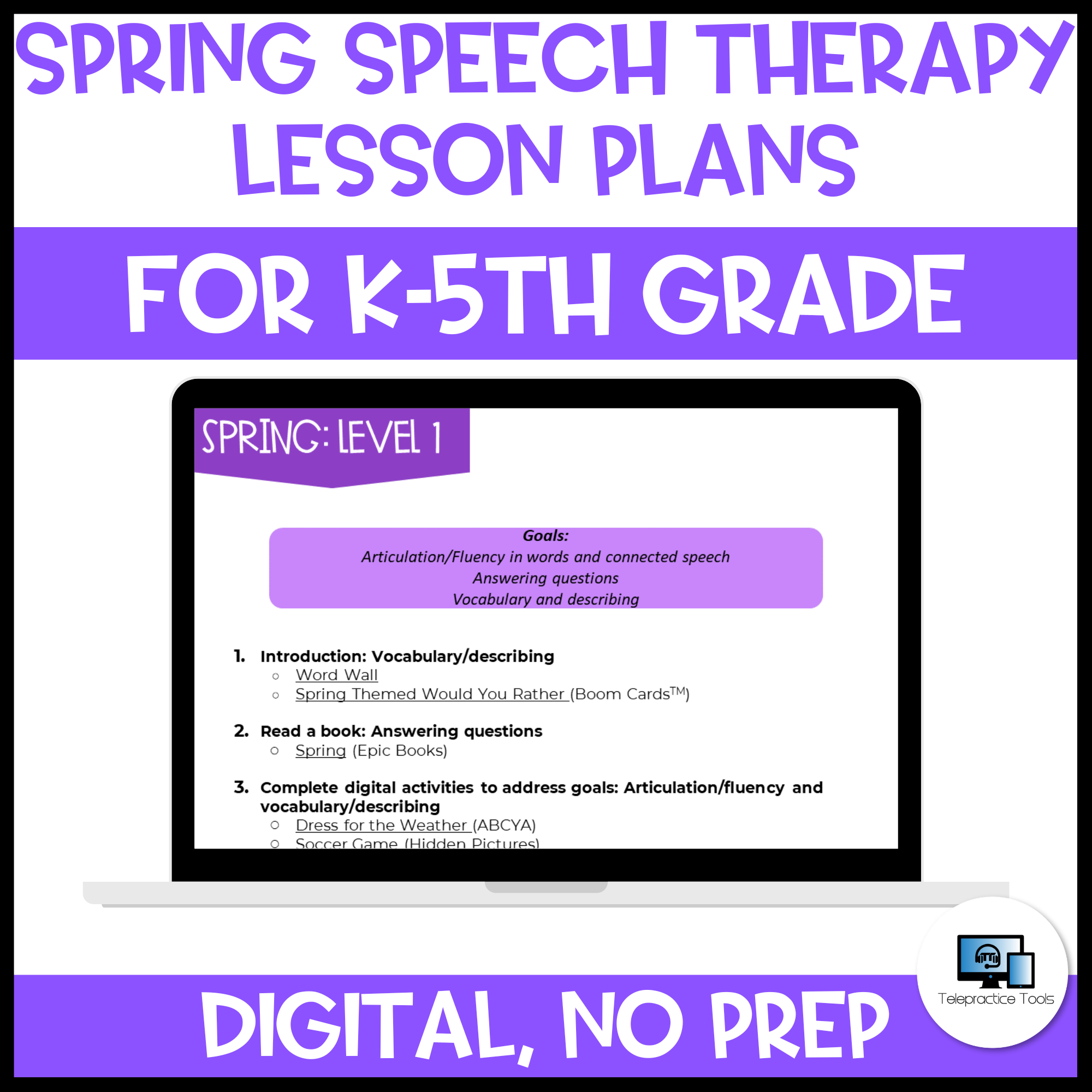 SPRING Themed Lesson Plans for Speech Therapy: Elementary (K-5th