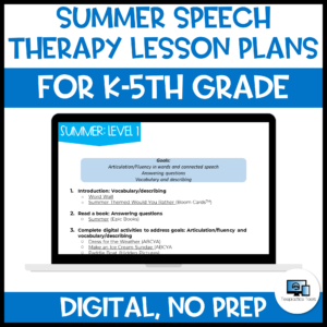 SUMMER Themed Lesson Plans for Speech Therapy: Elementary (K-5th)