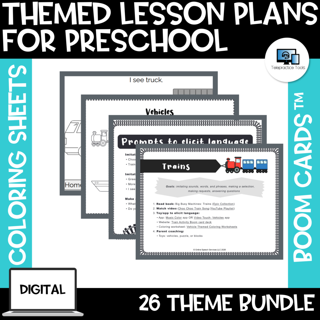 Bundle! 26 Themed Lesson Plans for Preschool and EI w/Boom Cards and Coloring Worksheets