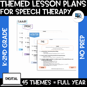 Full-Year Themed Speech Therapy Lesson Plan Bundle for K-2nd Grade